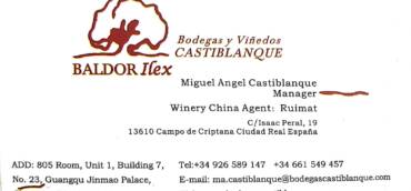 Bodegas Castiblanque abre oficina comercial en Beijing.